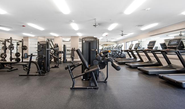 a gym with exercise equipment