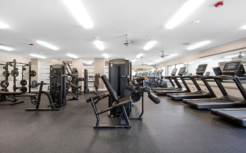 a gym with exercise equipment