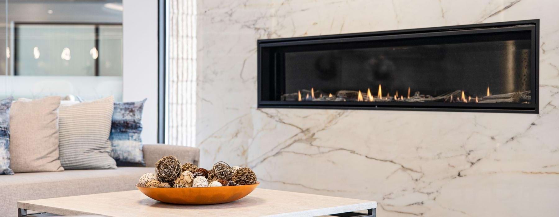 a fireplace in a room