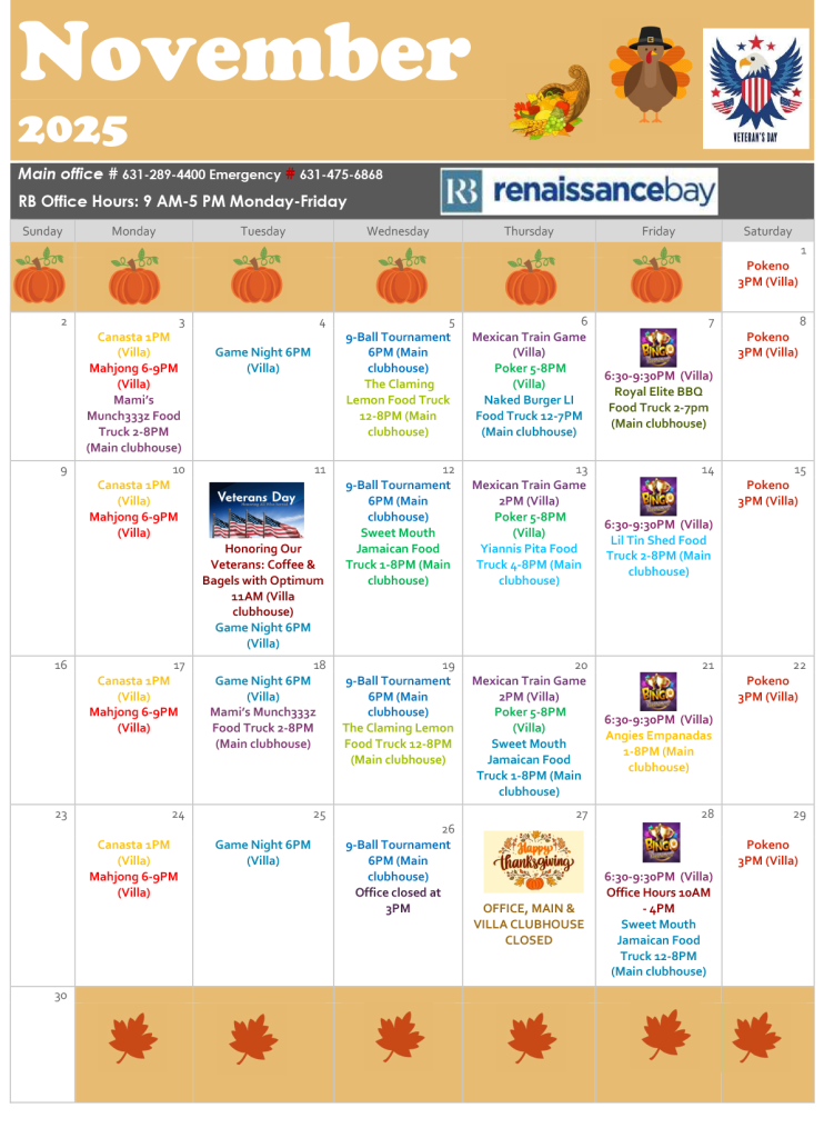 November 2025 Events Calendar